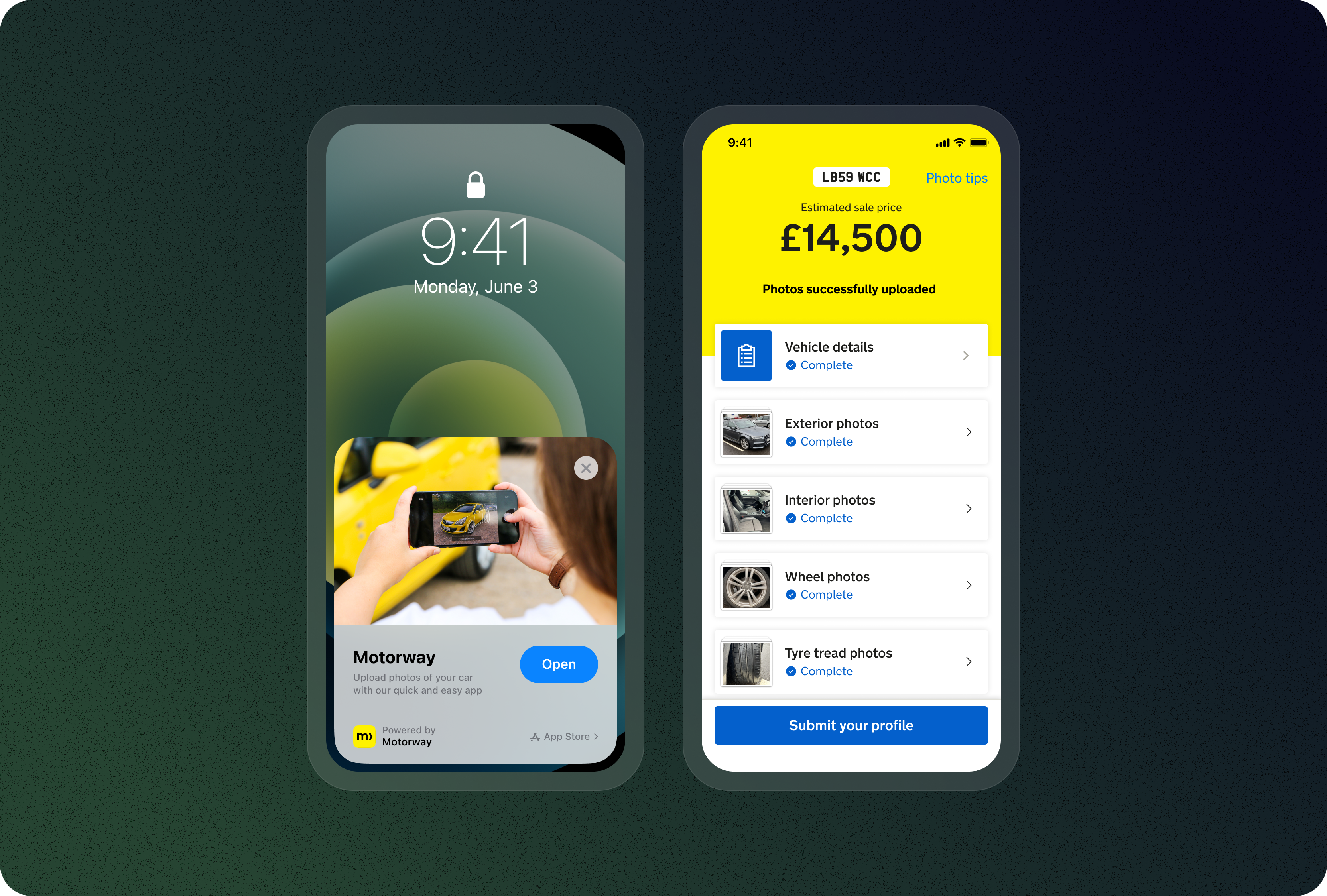 Motorway iOS App Clip interface preview