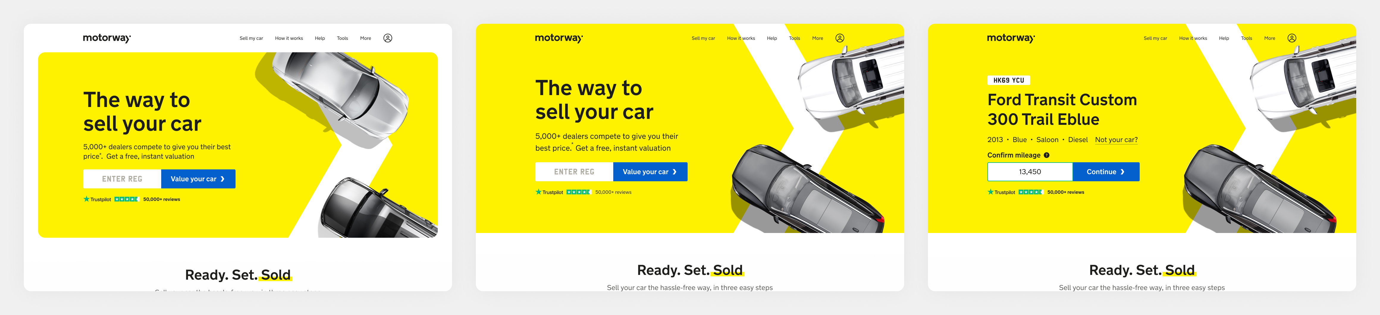 The original homepage against the second hero tested
