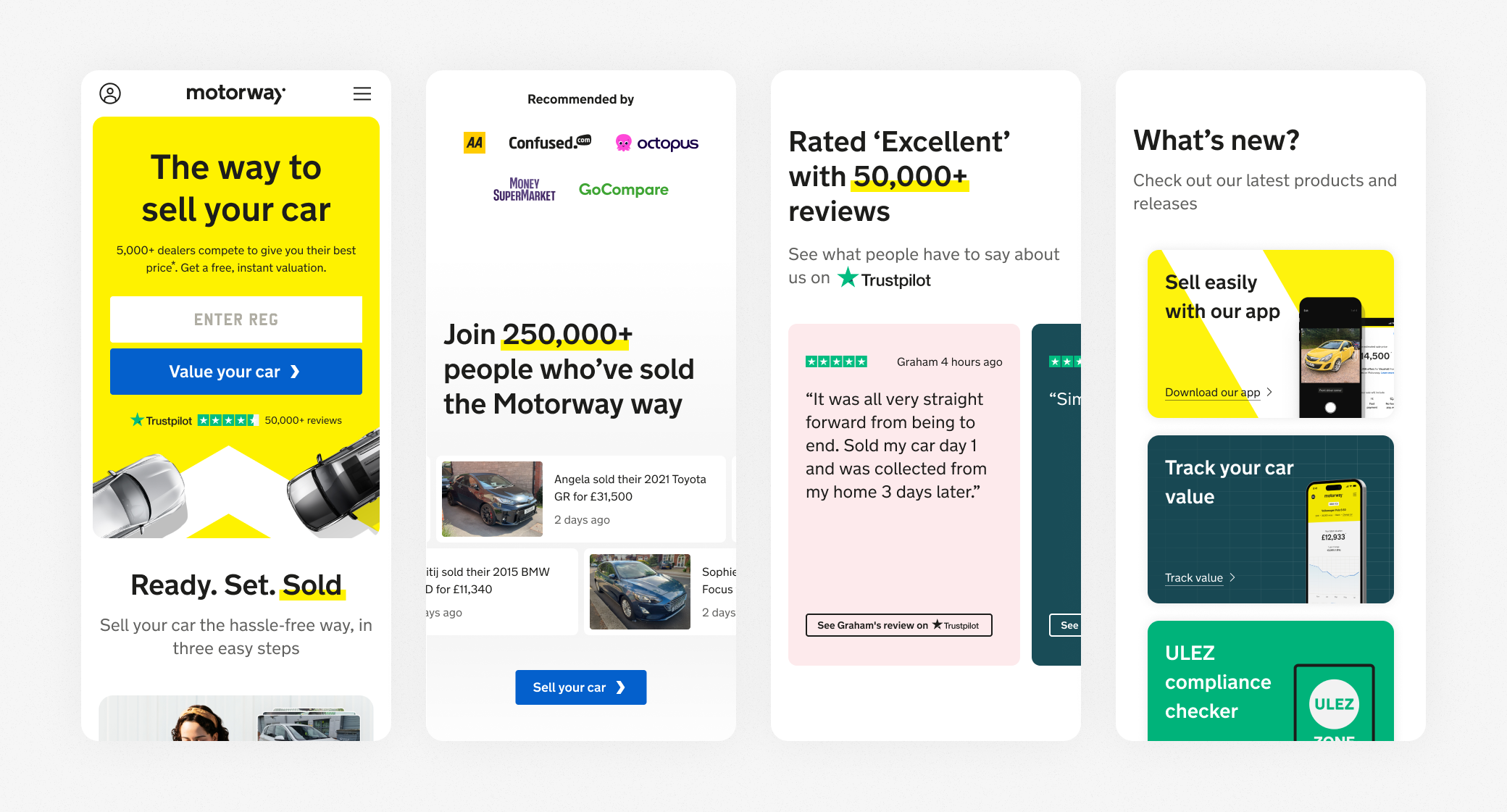 Redesigned Motorway homepage on mobile