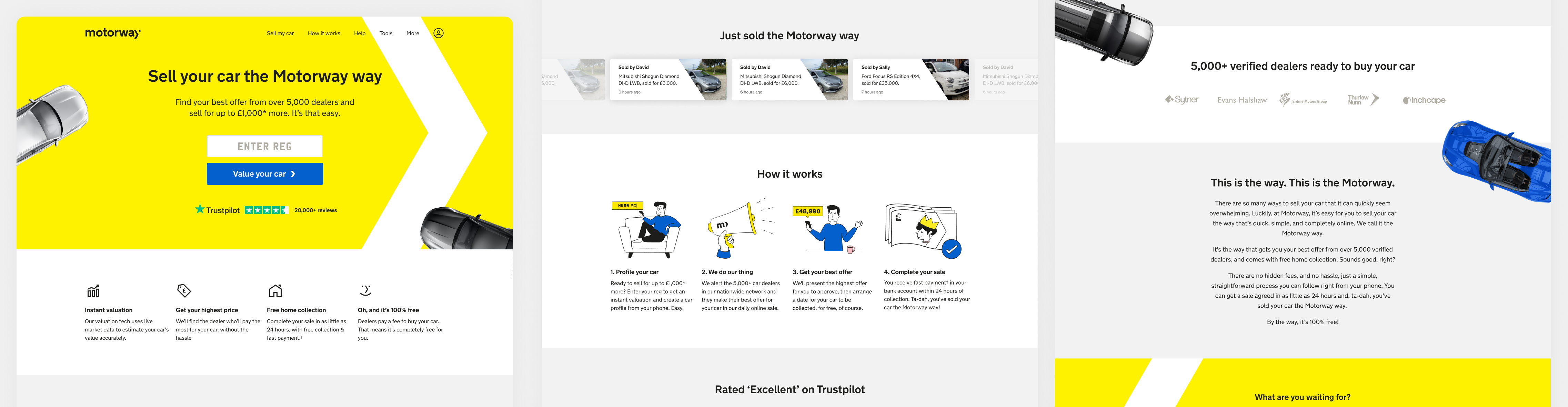 The original Motorway homepage before the redesign, showing unclear messaging and poor hierarchy