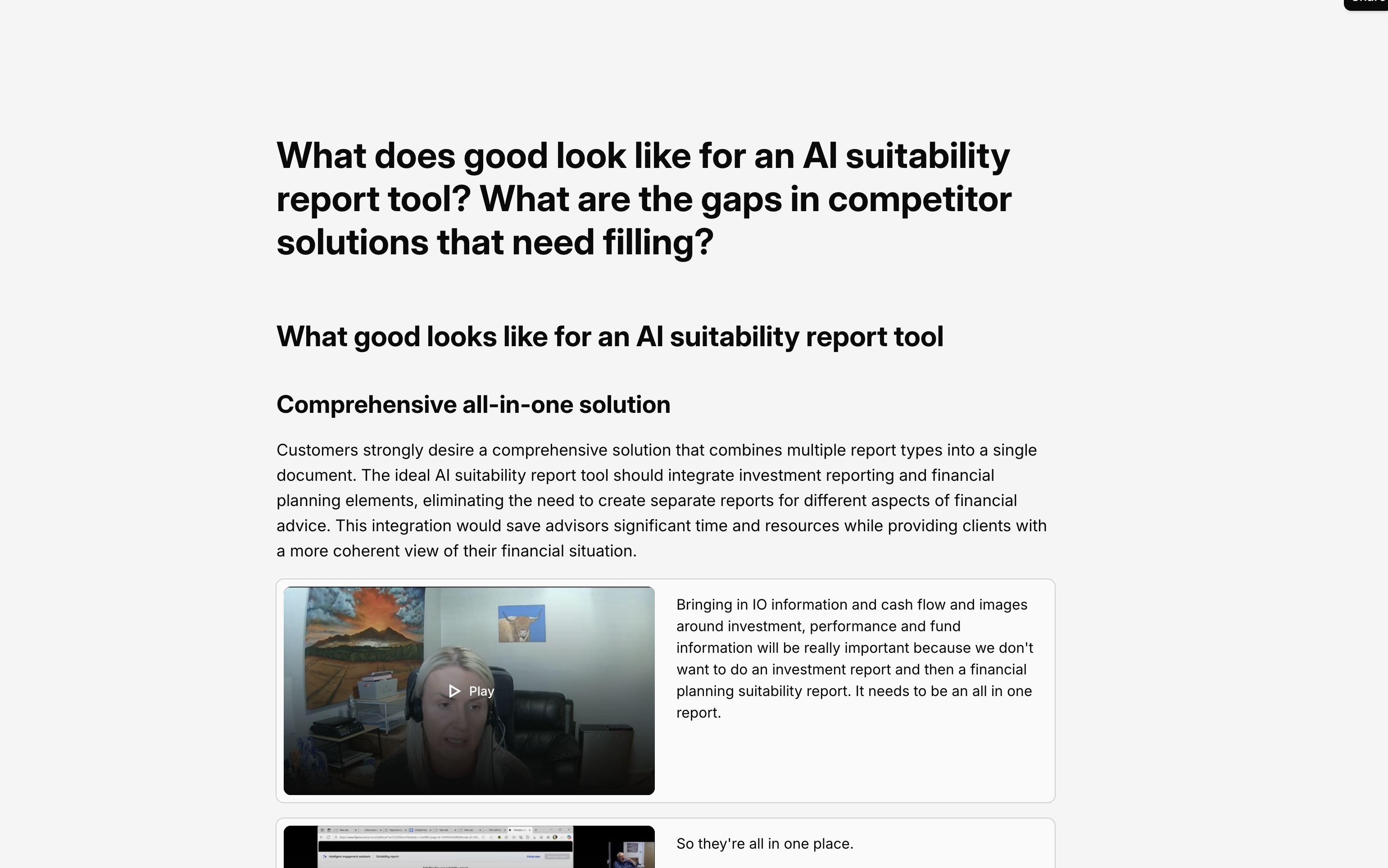 Research into AI suitability report tools and competitor analysis